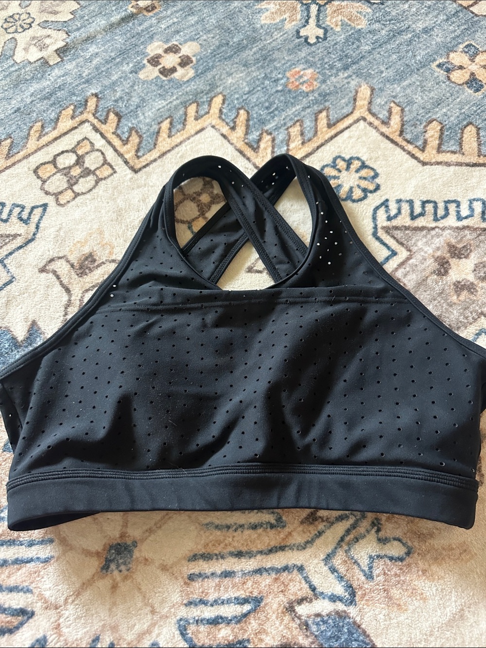 BuffBunny Black Perforated Crossback Sports Bra